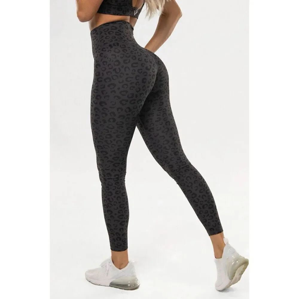 Violate The Dress Code High Waist Leopard Print Leggings in Black Size Small